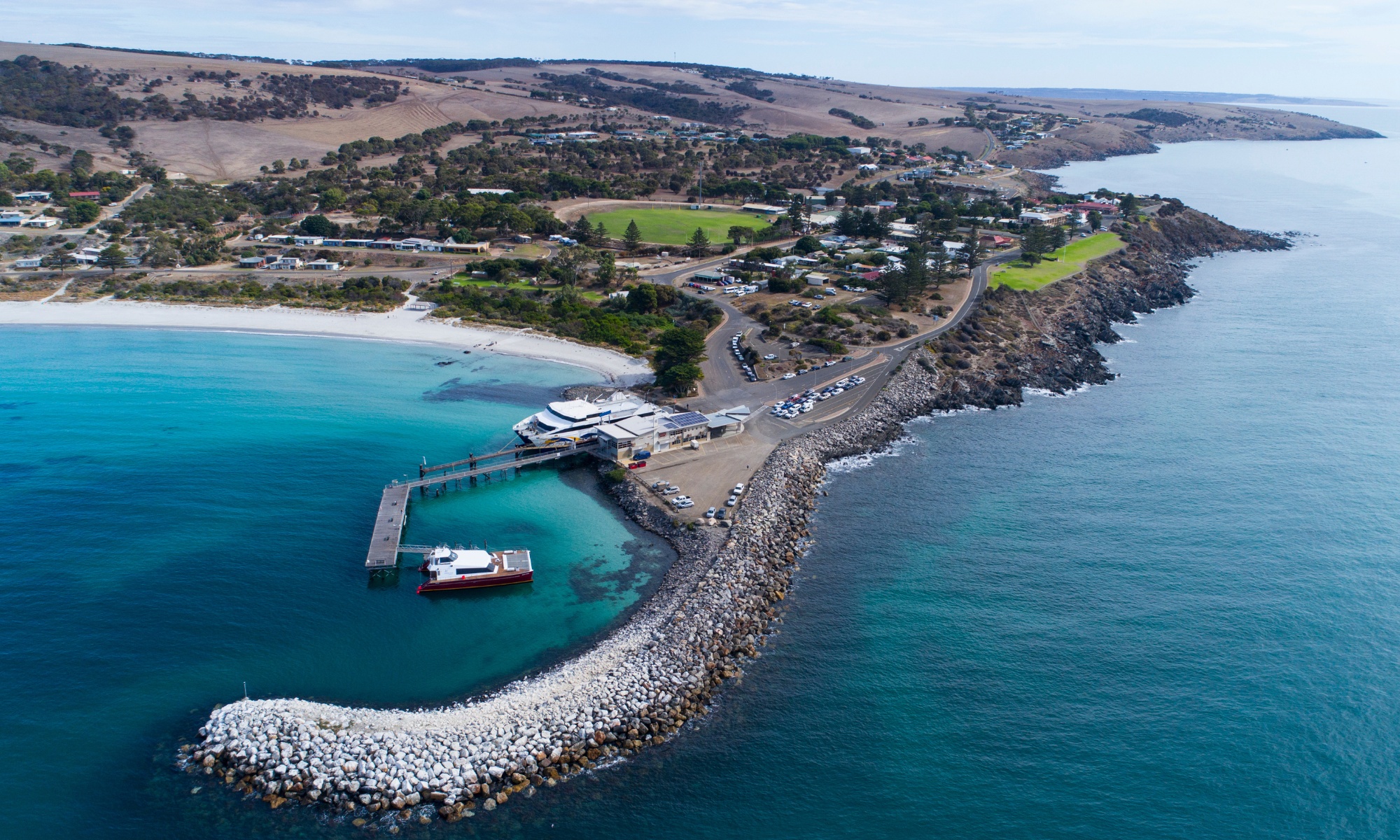 aerial-shot-penneshaw-sealink-ferry-terminal 